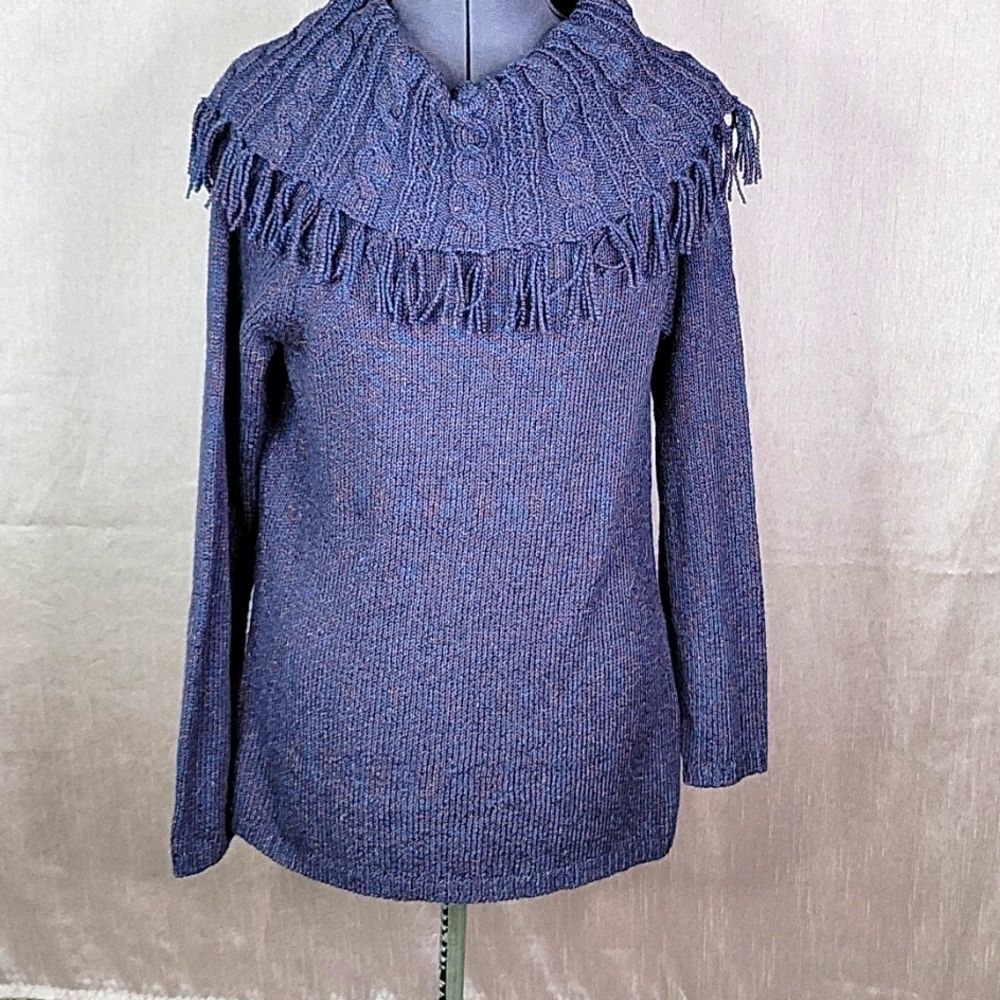 ×CHRISTOPHER AND BANKS Fringed Cowl Neck Sweater Medium‎